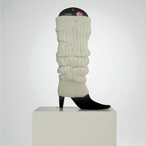 Cream Rib Knit Leg Warmers One Size | 80s Retro Dance Y2K Balletcore Layering